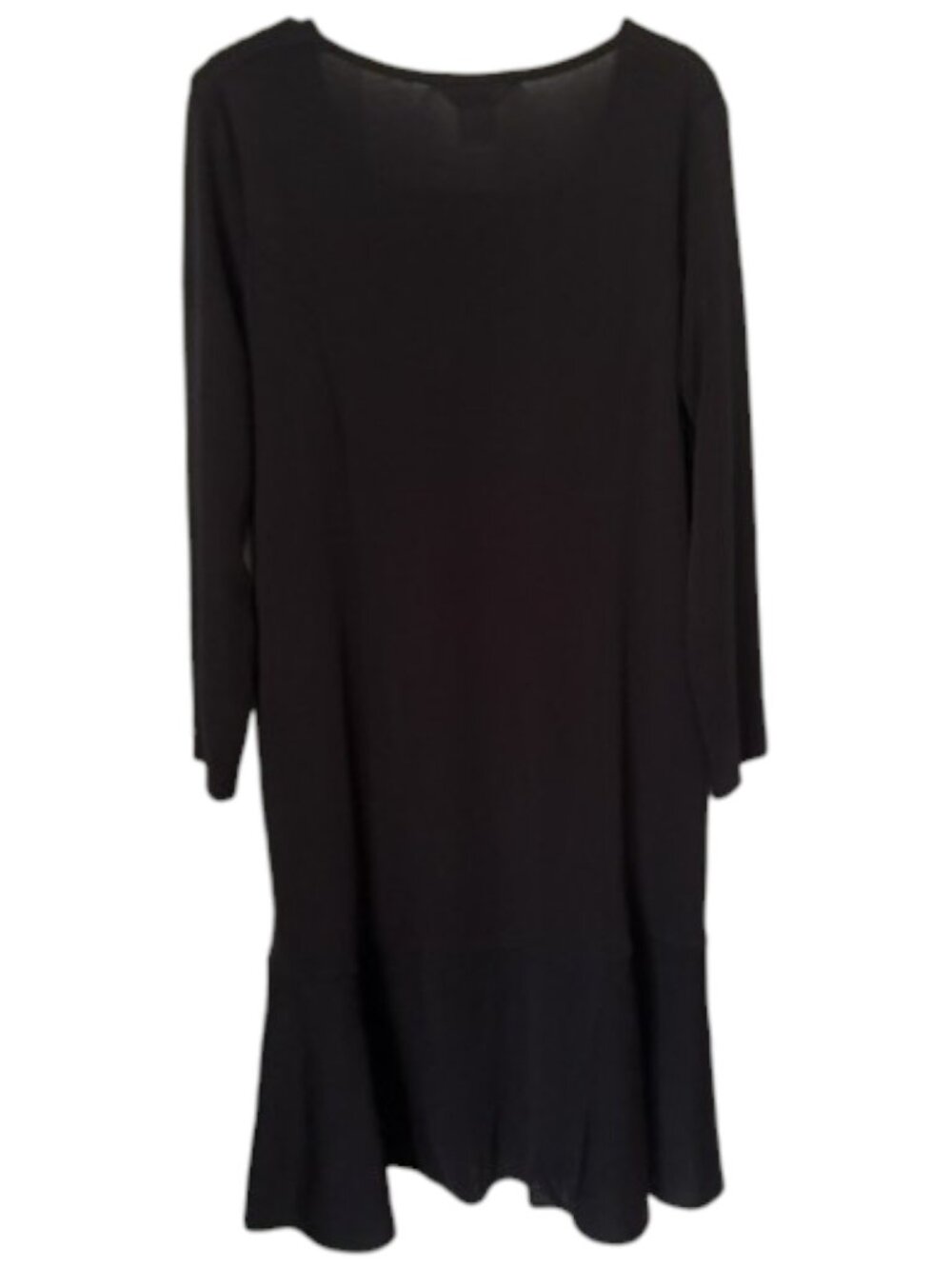 Exclusively Misook Flounce Hem Long Sleeved A-Line Dress - Black - L - Picture 5 of 9